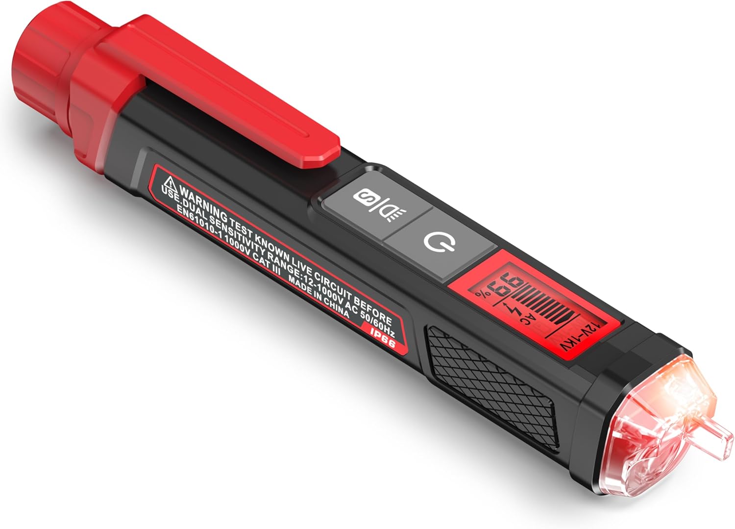 Klein Tools NCVT3P Dual Range Non Contact Voltage Tester, 12 - 1000V AC Pen, Flashlight, Audible and Flashing LED Alarms, Pock - best voltage tester