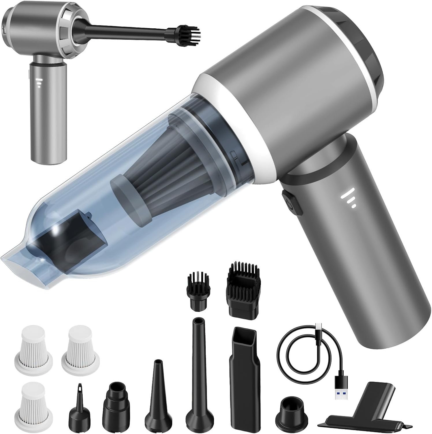 KMM Handheld Car Vacuum Cleaner, 9000Pa Vacuum Cleaner and Air Duster, 120W High Power Hand Held Vacuum with LED Light and M - best portable car vacuum cordless