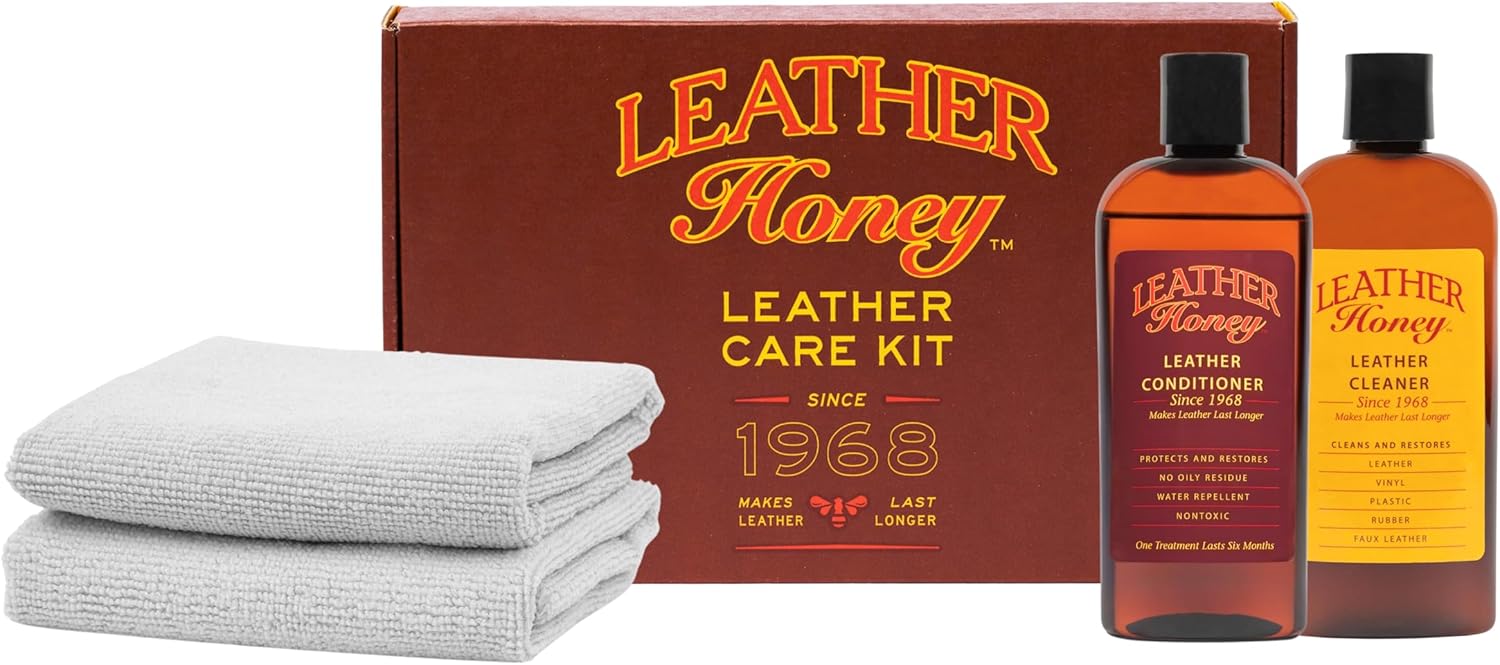 Leather Honey Complete Leather Care Kit: Cleaner, Conditioner, 2 Cloths. Non-Toxic Leather Care Made in The USA Since 1968. Rest - best leather conditioners