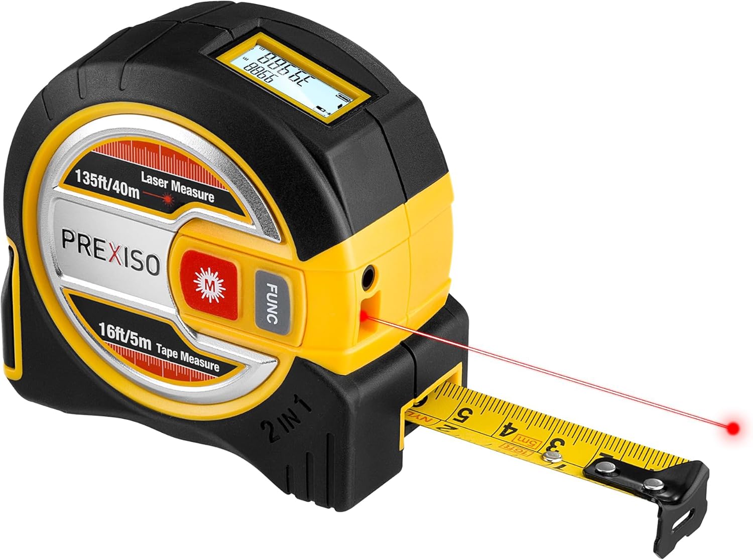 LEXIVON 2 in 1 Digital Laser Tape Measure | 130ft/40m Laser Distance Meter Display On Backlit LCD Screen with 16ft/5m AutoLock M - best tape measure