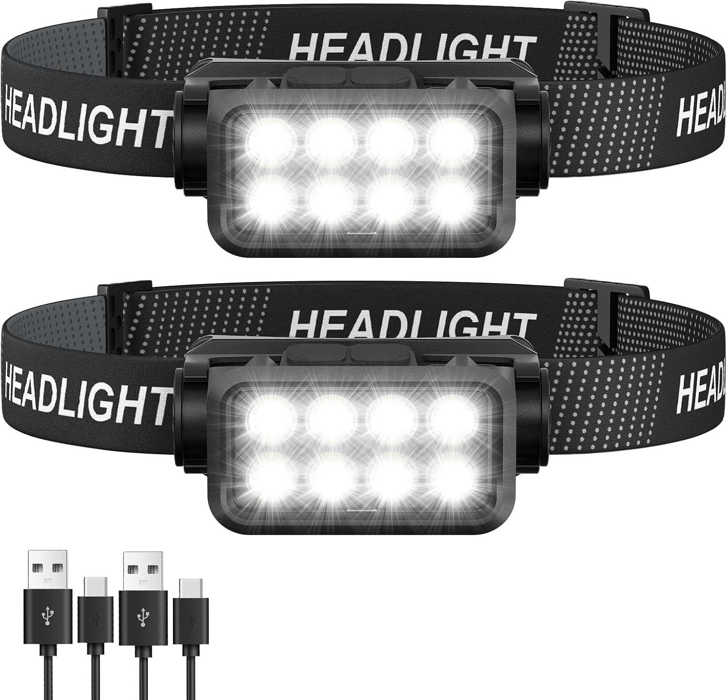 LHKNL Headlamp Flashlight, Lumen Ultra-Light Bright LED Rechargeable Headlight with White Red Light, 2-Pack Waterproof Motion  - best headlamp for mechanics