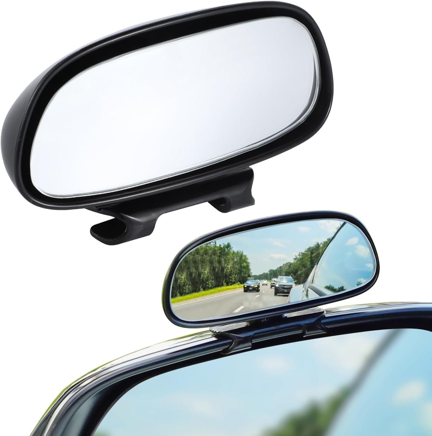 LivTee Blind Spot Mirrors, HD Glass Frameless Convex Rear View Mirrors, Wide Angle Adjustable Stick for Side Mirror, Automotive - best blind spot mirrors