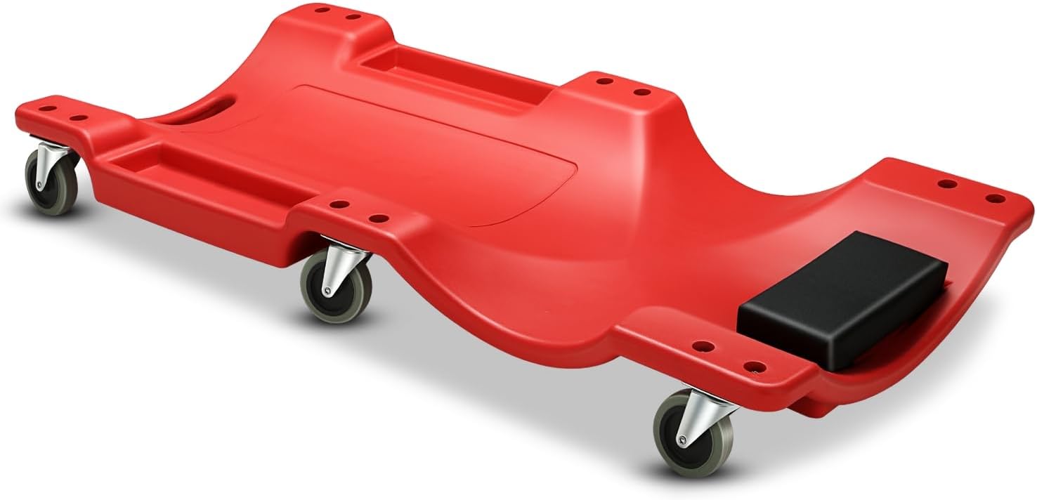 M-AUTO 40-Inch Folding Creeper Rolling Seat, All-in-One Adjustable Roller Garage Chair, Lay Down or Sit, 330LBS Capacity Under 