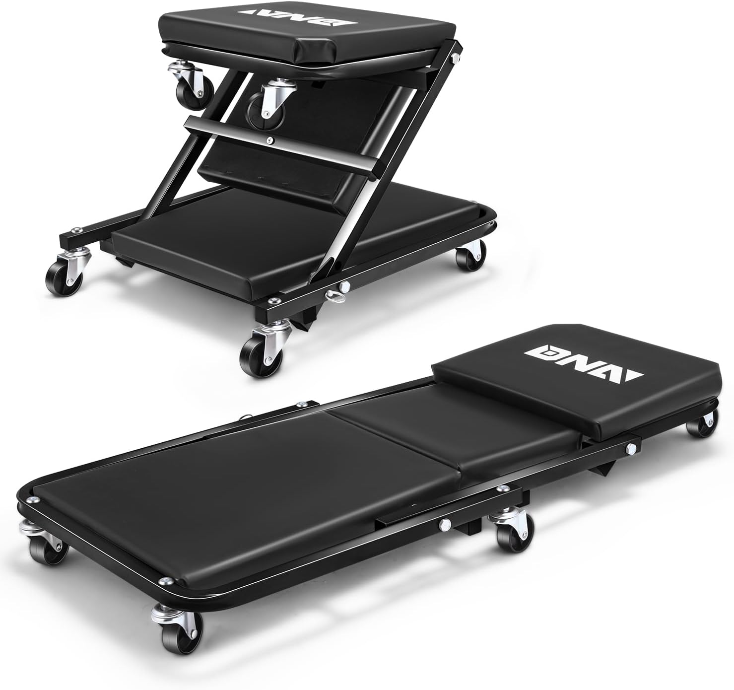 M-AUTO Foldable Z Creeper 2-in-1 Rolling Folding Car Creeper & Seat, 36