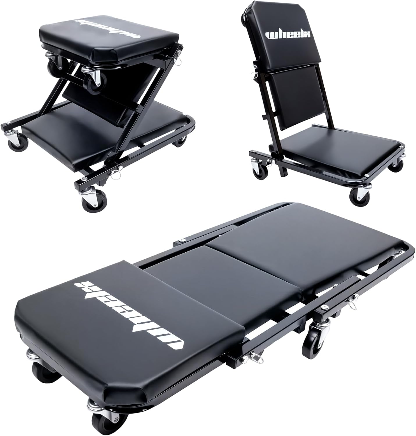 M-AUTO Foldable Z Creeper 2-in-1 Rolling Folding Car Creeper & Seat, 36