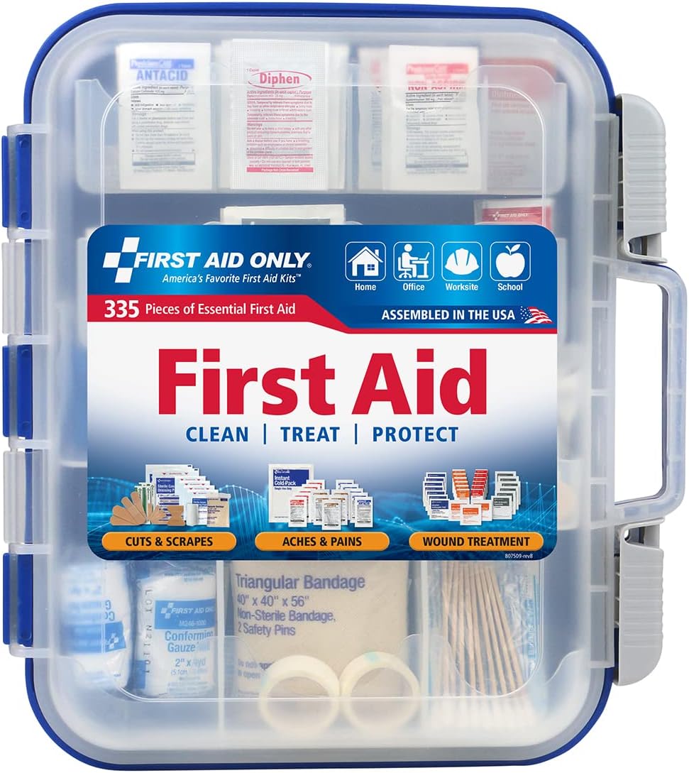 M2 BASICS Professional 350 Piece First Aid Kit, Wall Mountable Dual Layer Hard Case for Business, Home, Car, Vehicle & Work - best first aid kits for cars