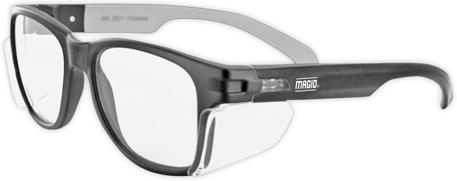 MAGID Y50 Safety Glasses, ANSI Z87.1, Anti-Fog UV Protection, Clear Lens, Side Shields, Black Frame, 1 Pair, Y50BKAFC:  Indust - best safety glasses