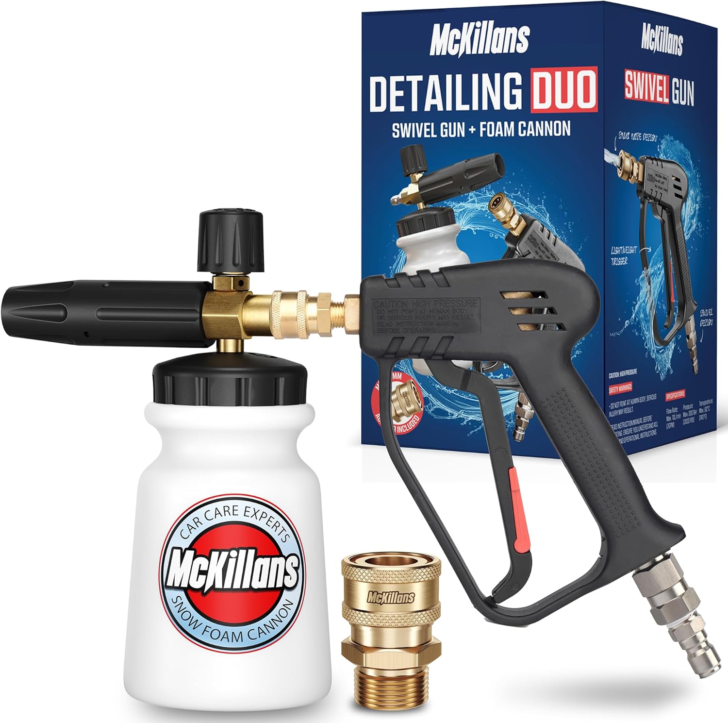 McKillans Foam Cannon for Pressure Washer (Wide Mouth) - Car Wash Snow Foam Cannon Lance Pressure Washer Soap Dispenser for Car Wa - best foam cannon for car wash