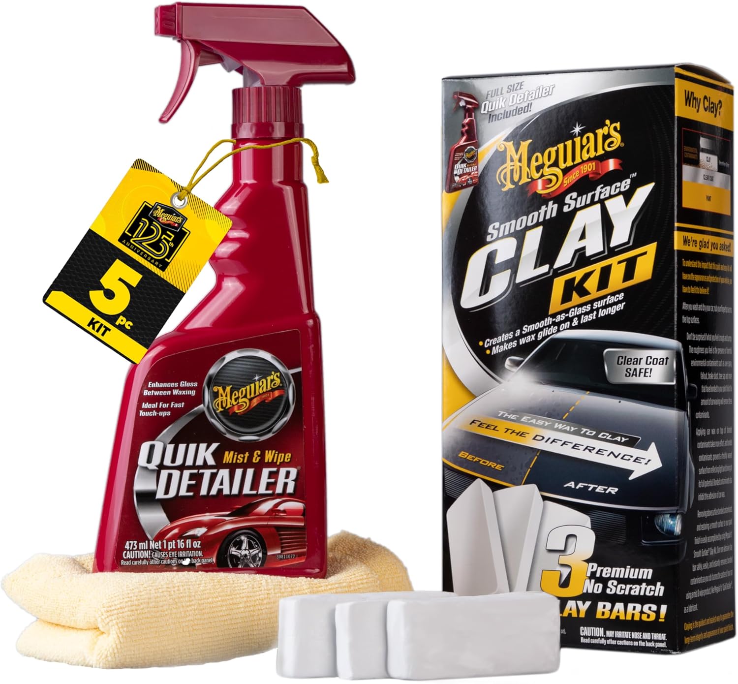 Meguiar's G191700 Smooth Surface Clay Kit, Safe and Easy Car Claying for Smooth as Glass Finish - best clay bar kits
