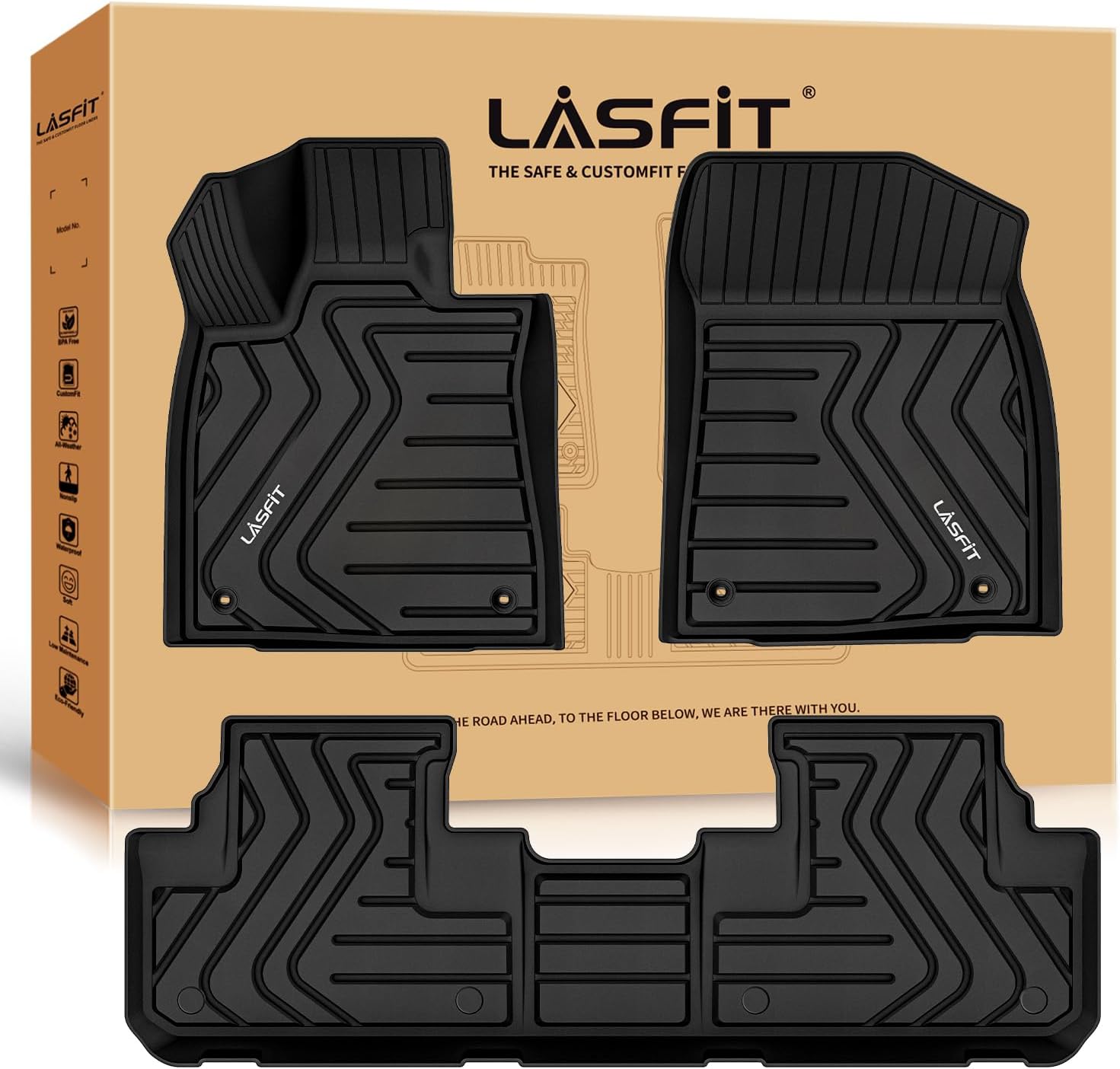 Motor Trend FlexTough Deep Dish All-Weather Floor Mats, Waterproof Trim-To Fit Mats for Cars, Trucks, SUVs - Universal Automot - best floor mats