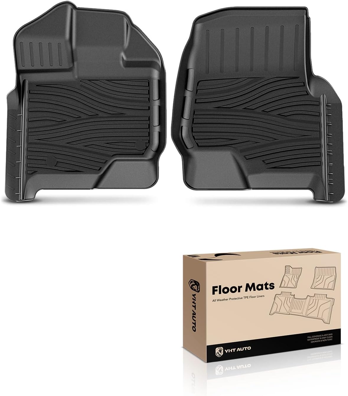 Motor Trend FlexTough Floor Mats for Cars, Beige Deep Dish All-Weather Mats, Waterproof Trim-To Fit Automotive Floor Mats for  - best floor mats
