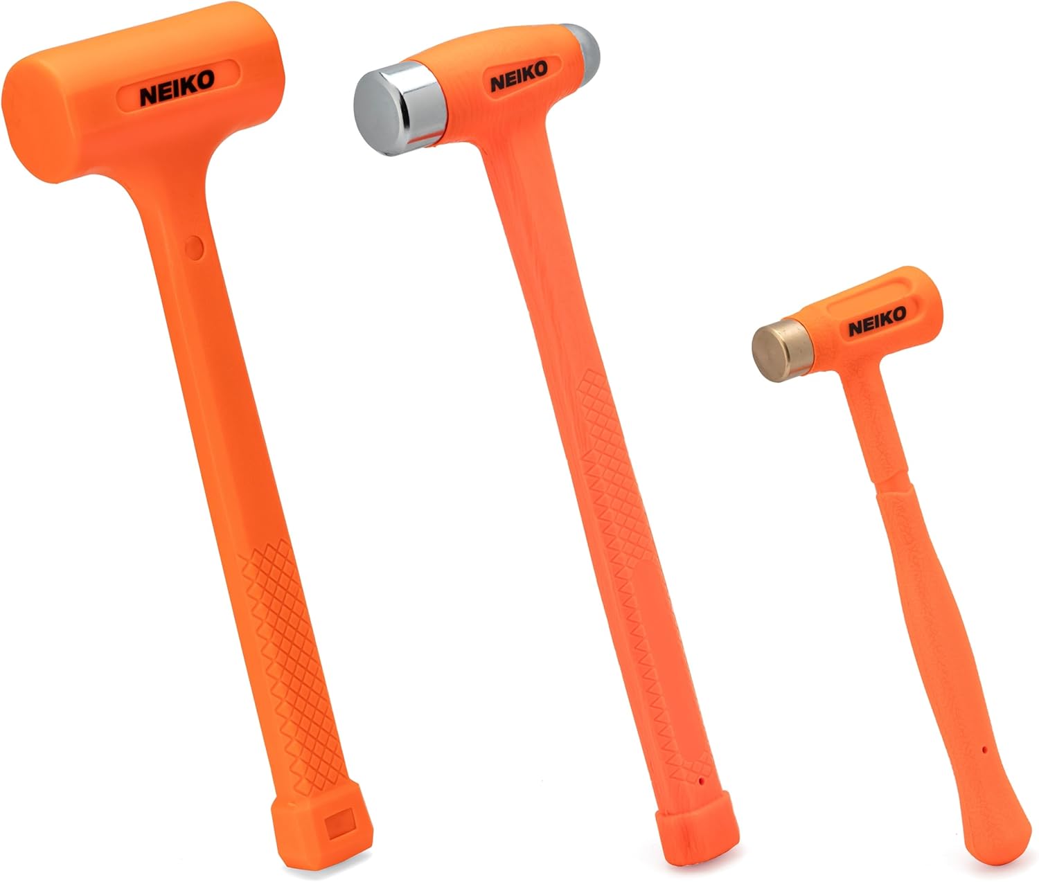 NEIKO 02889A Dead Blow Hammer Set, 3-Piece Variety Pack, 1-1/2 LB Deadblow, 12oz Brass Cap, 16oz Ball-Peen, Brass, Dead Blow M - best dead blow hammer
