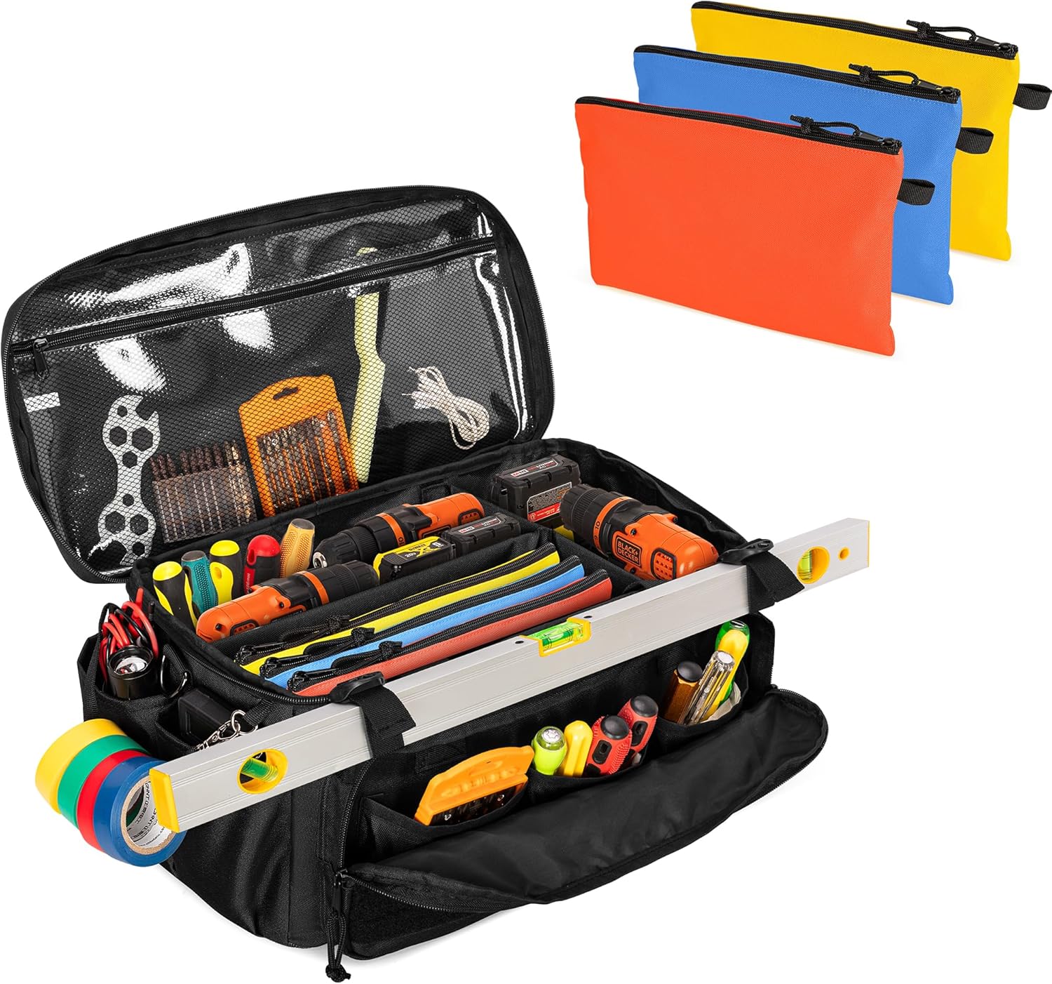 Rexmica 14-Inch Tool Bag with Anti-friction Bottom, Hand Tool Storage Organizer for Men, Tactical Range Bag, Multi-purpose Work  - best tool bag