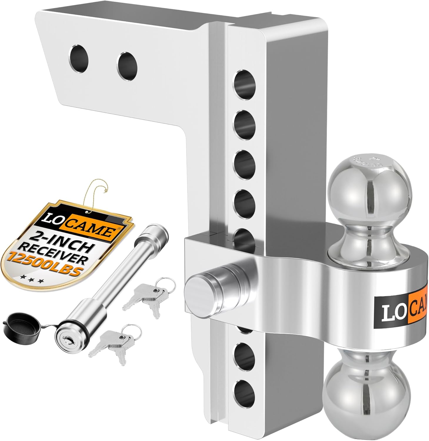 Rhino USA Adjustable Trailer Hitch (Fits 2-Inch Receiver) - Heavy Duty Aluminum Tow Hitches with 6-Inch Drop/Rise for Truck (1 - best trailer hitch