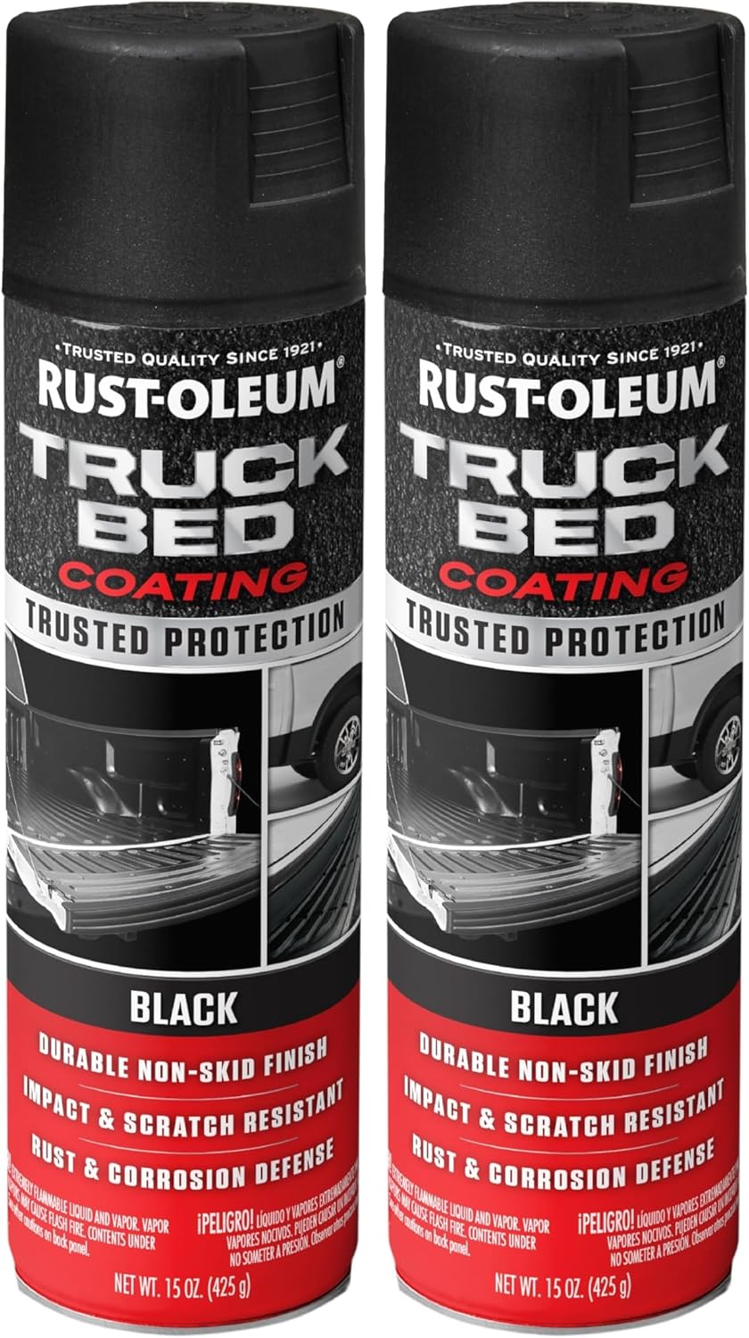 Rust-Oleum 248914 Truck Bed Coating Spray, 15 oz, Black, 15 Ounce (Pack of 2) - best truck bed liner spray