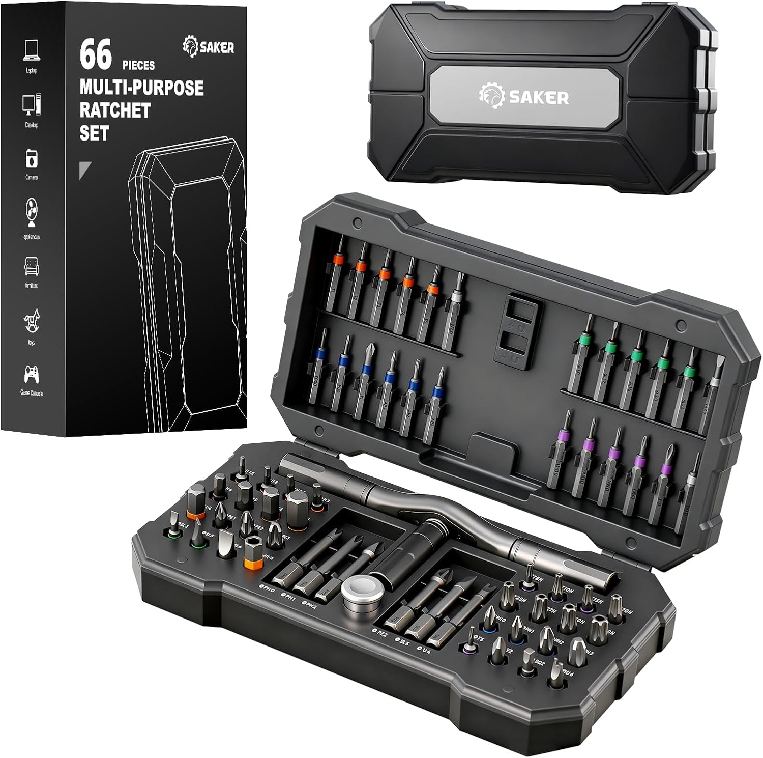 Saker 42 in 1 Magnetic Screwdriver Set, Multi Bit Free Combination Ratchet Screwdriver Set Portable Repair Tool Kit for Gifts - best magnetic screwdriver set