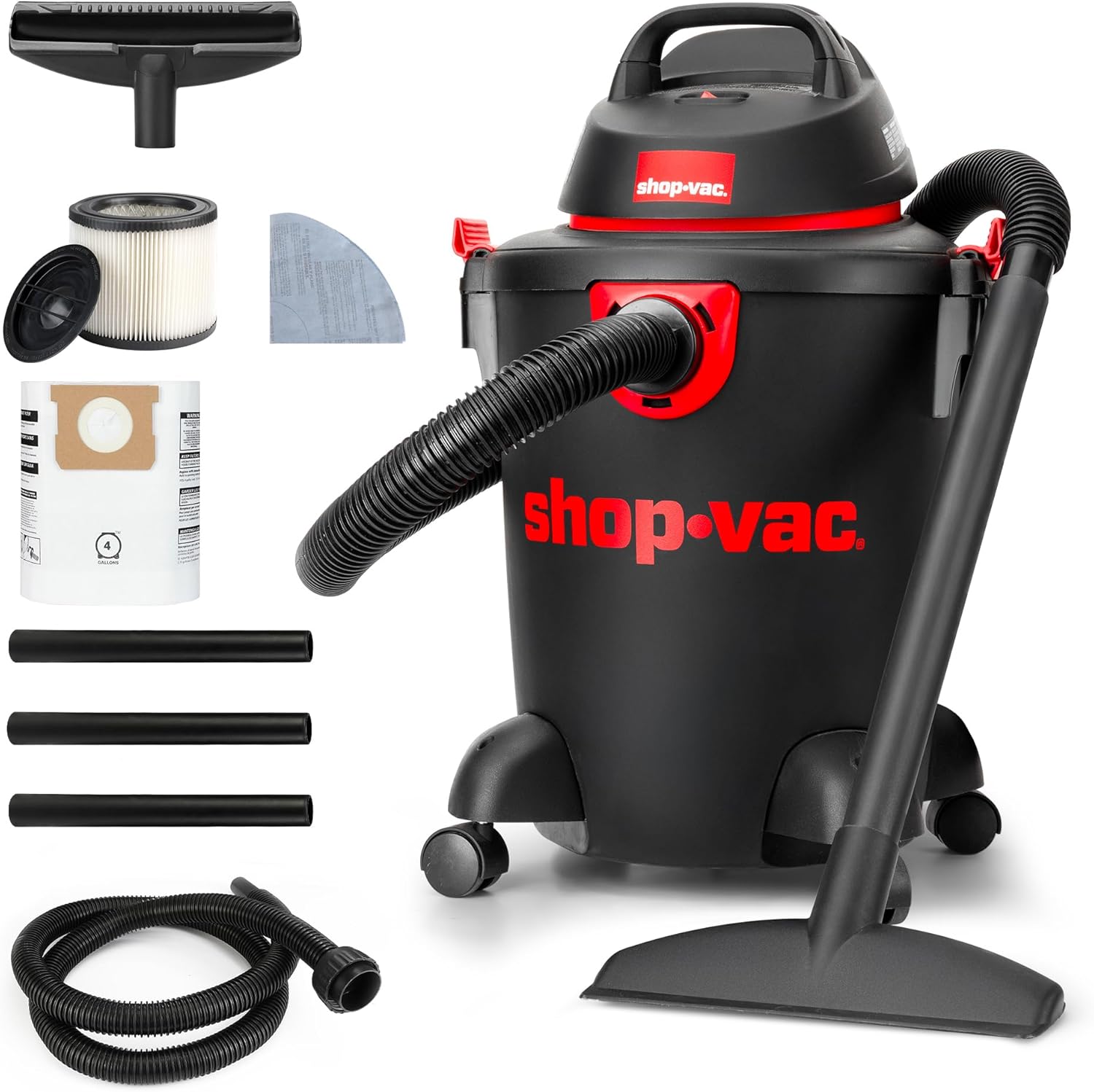 Shop-Vac 5922805 Wet/Dry Vacuum, 8 Gallon, 4.5 Peak HP, 1.25 Inch Diameter x 7 Foot Hose, 6 Foot Cord, Ideal for Jobsite, Garage,