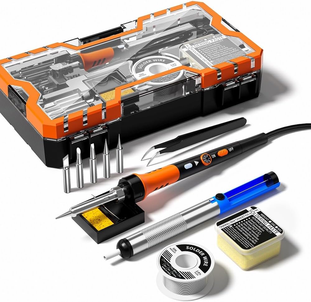 Soldering Iron Premium Kit, 60W Soldering Gun with Ceramic Heater, 12-in-1 Soldering Tool, Adjustable Temperature 200 to 450°C, In - best soldering iron kit