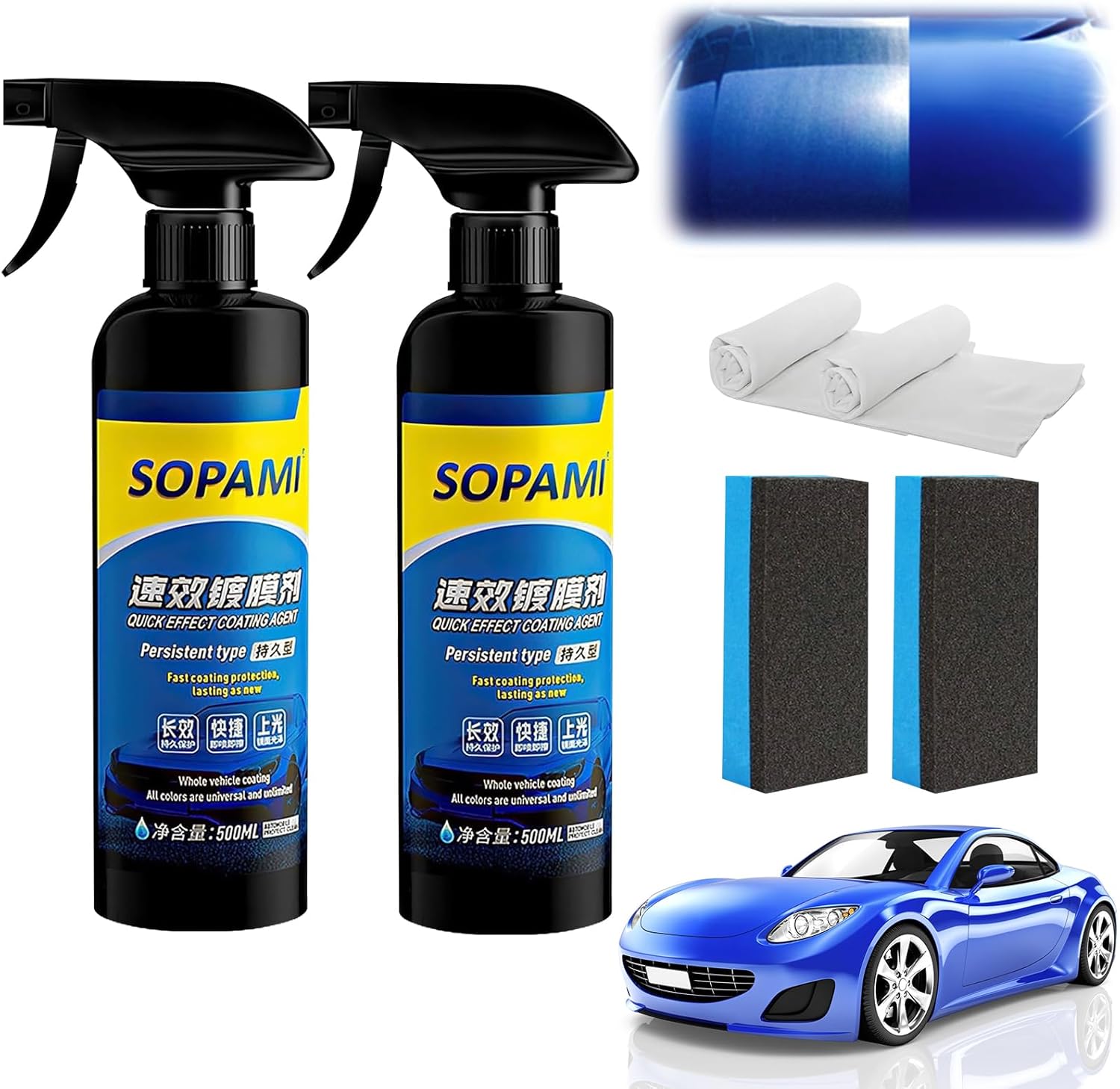 Sopami Ceramic Paint Sealant, Ceramic Coating Maximum Gloss & Shine ceramic wax, car coating spray Extremely Hydrophobic Cerami - best paint sealant for cars