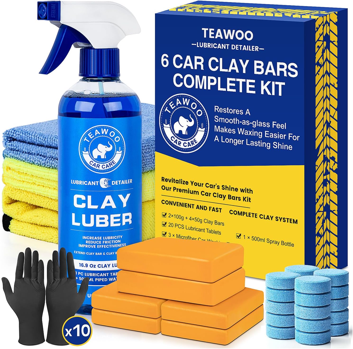 Stemni 10 Pack Car Clay Bar Kit, Premium Grade Clay Bars Auto Detailing, Clay Luber Synthetic Lubricant, Car Wash Detailing Cle - best clay bar kits