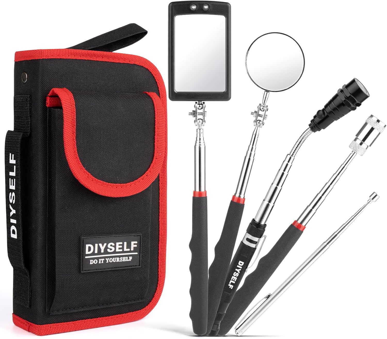 Telescoping Magnetic Pickup Tool Set, Inspection Mirror Telescoping, LED Flashlight, Cool Gadgets for Men, Stocking Stuffers, Gifts  - best telescoping magnet pickup tool