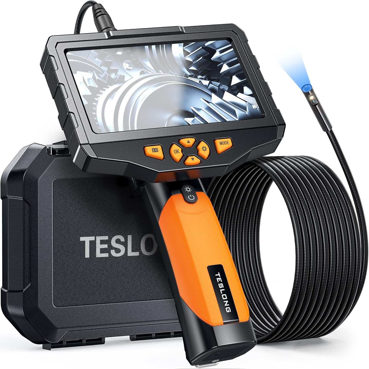 Teslong Two-Way Articulating Borescope with Light, Industrial Endoscope Inspection Camera with Articulated Probe, Flexible Mecha - best inspection camera borescope