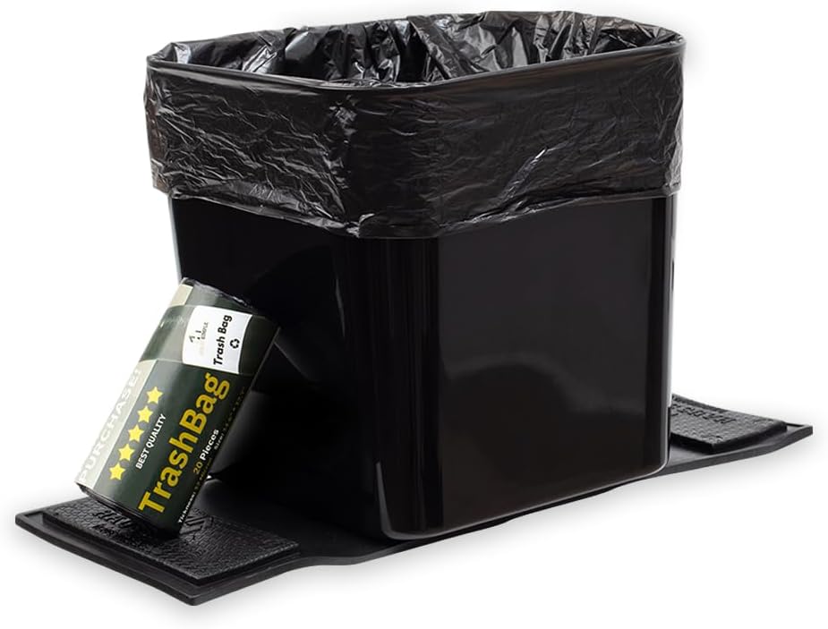 TomKa Essentials RoadBin™ Slim Leak & Odor Proof Car Trash Can. Fits & Stays Upright. Large-Capacity 2.5 Gallon Bin, 4