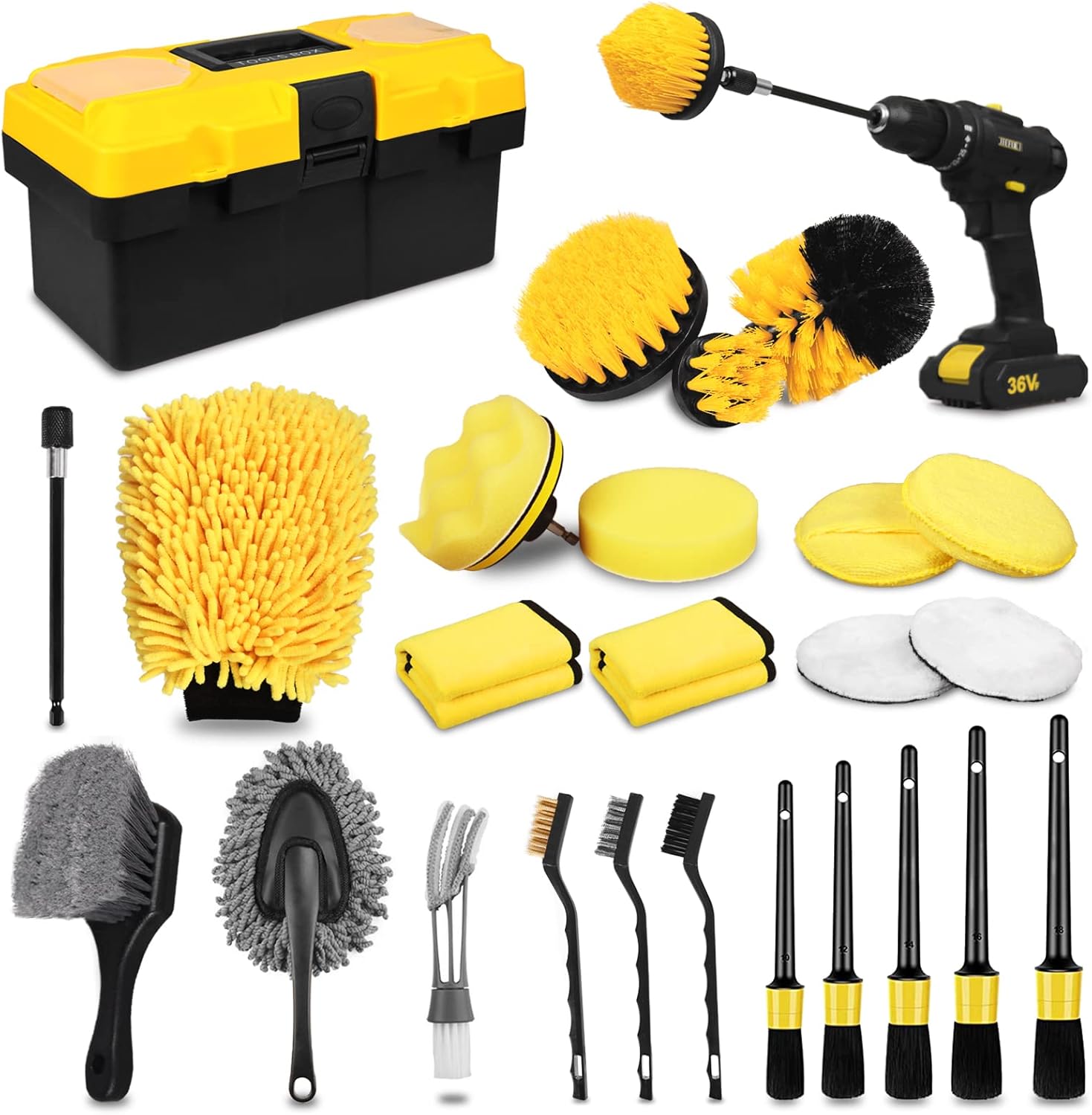 TTRCB 27Pcs Car Detailing Kit, Car Detailing Brush Set, Auto Detailing Drill Brush Set, Car Detailing Brushes, Car Wash Kit, C - best interior detailing kits