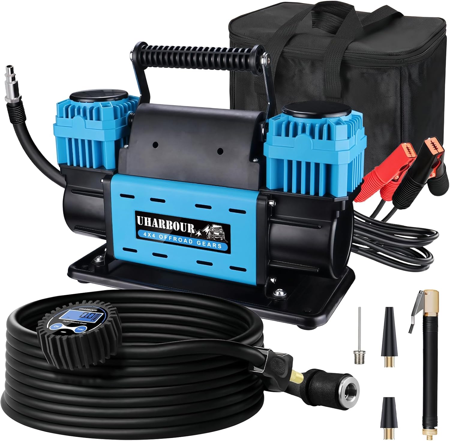 Uharbour 12V Offroad Air Compressor Dual Compressor with Digital Pressure Gauge, 12 Volt Off Road Air Compressor Heavy Duty comes - best off road air compressor