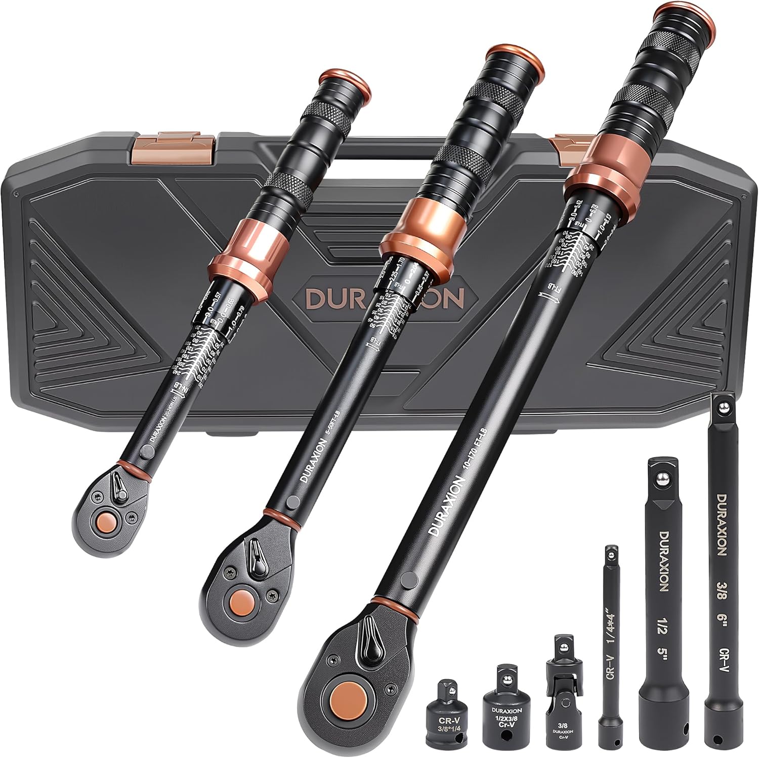 Upgraded Torque Wrench Set 8PCS, 1/4 3/8 1/2 inch Drive Click Torque Wrench, 10-230in.lb, 5-50ft.lb, 10-180ft.lb, 72-Tooth Dual S - best torque wrenches