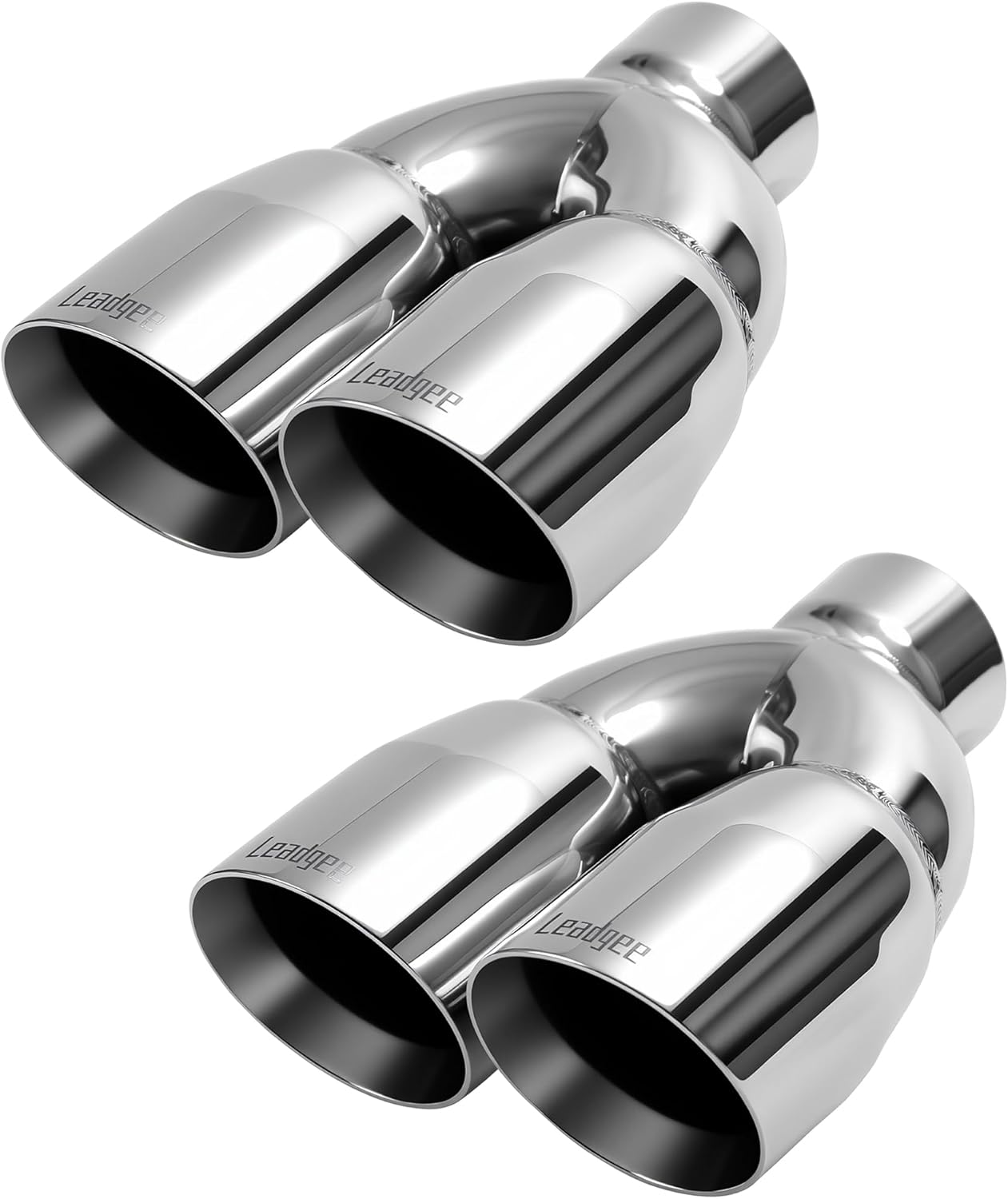 Upower Pack of 2 Dual Exhaust Tip Tailpipe 2.5 Inch Inlet 3.5