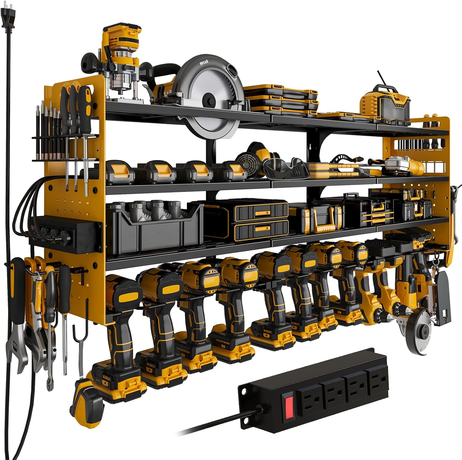 Wall Control Pegboard Organizer 4 ft. Metal Pegboard Standard Tool Storage Kit with Blue Toolboard and Red Accessories - best garage wall organizer