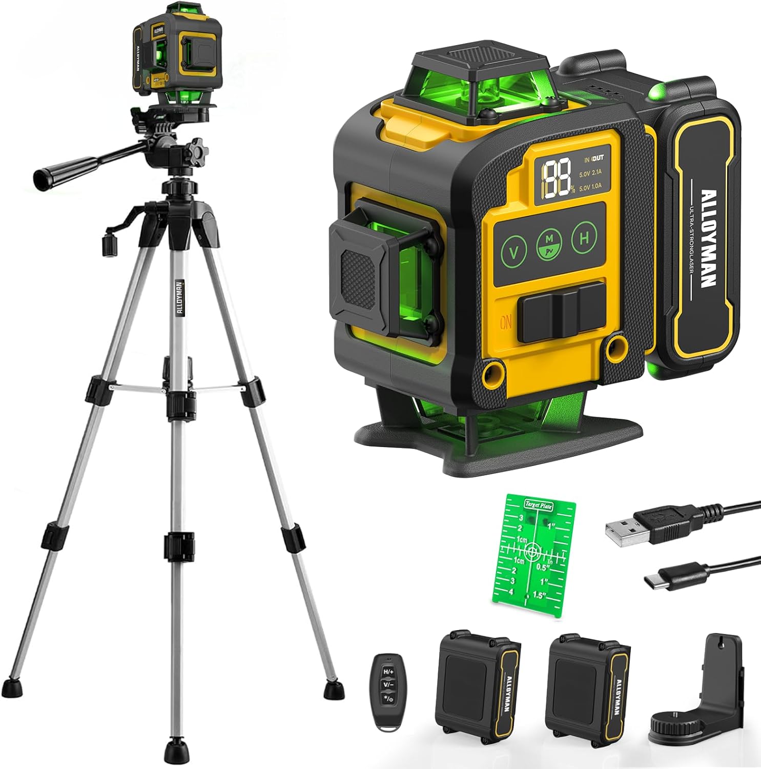 Weiddw 16 Lines Self-Leveling Laser Level with Tripod, 4x360°4D Green Cross Line Vertical & Horizontal Laser for Construction,H - best laser level