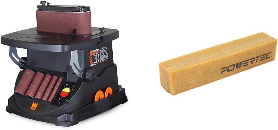 WEN 6524 Oscillating Belt and Spindle Sander & POWERTEC 71002V Abrasive Cleaning Stick for Sanding Belts & Discs | Natural R - best oscillating spindle sander