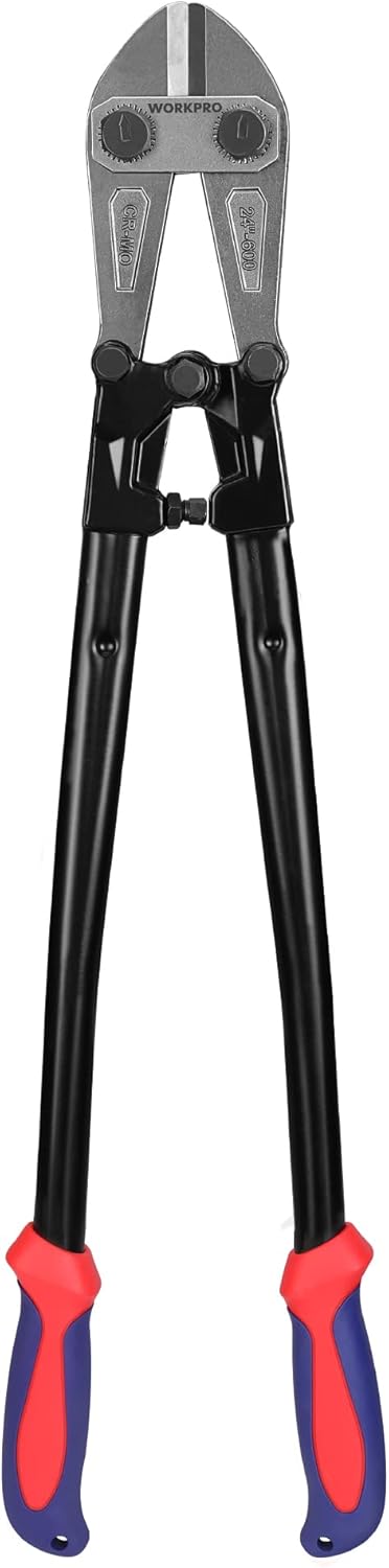 WORKPRO Bolt Cutter, 24-Inch, Chrome Vanadium Steel Blade for Cutting Pad Locks, Soft metal,Rivets and Chain, Bi-Material Handle - best bolt cutter