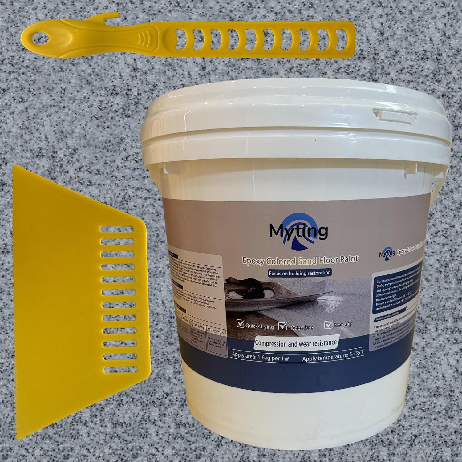 Yawanwan Self-Leveling Epoxy Colored Sand Floor Paint - Heavy Duty Quartz Floor Coating (Light Gray, 20KG/700OZ) - Slip-Resistant - best epoxy garage floor coating